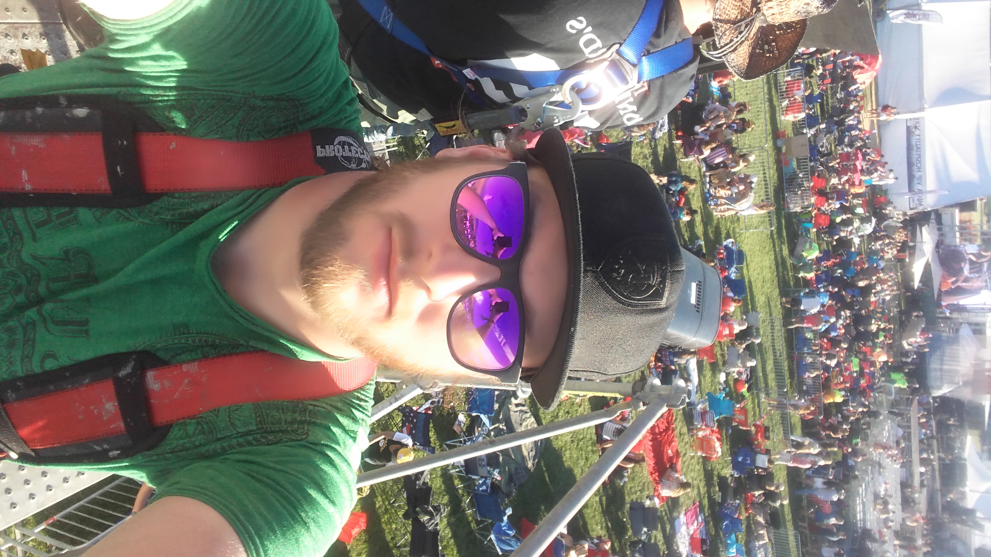 Spot operator position above a festival crowd