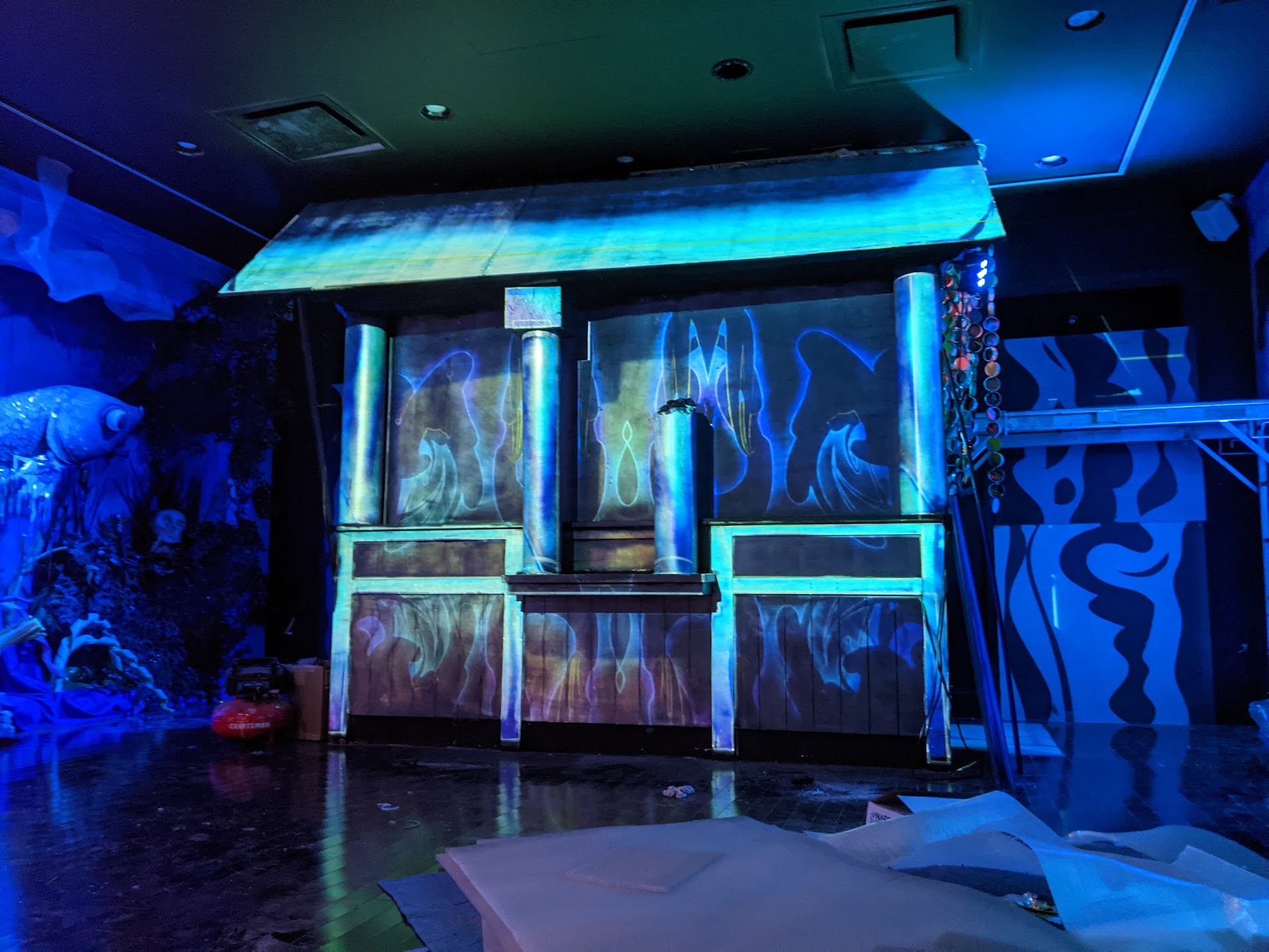 Custom AV install in a themed bar with projection mapping