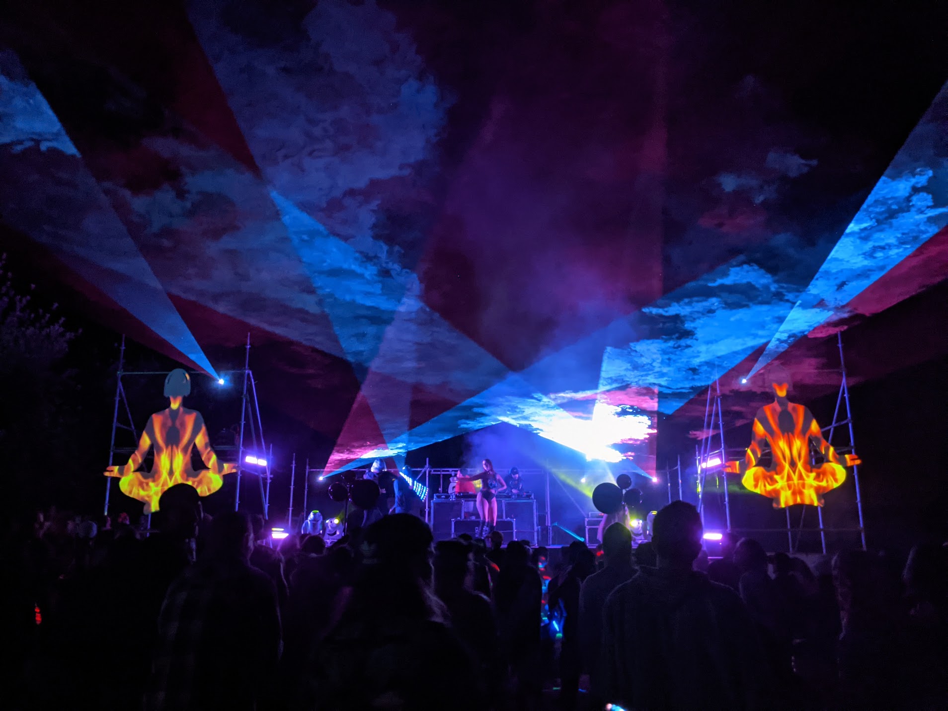 Outdoor festival with lasers and projection