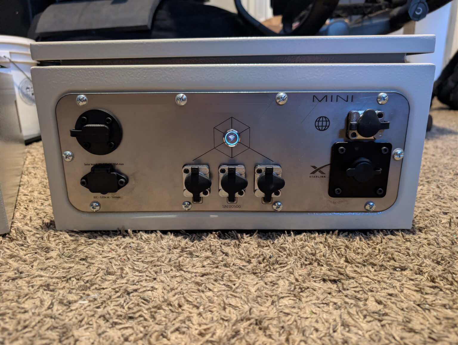 An off-grid event network control panel — the whole network in one box
