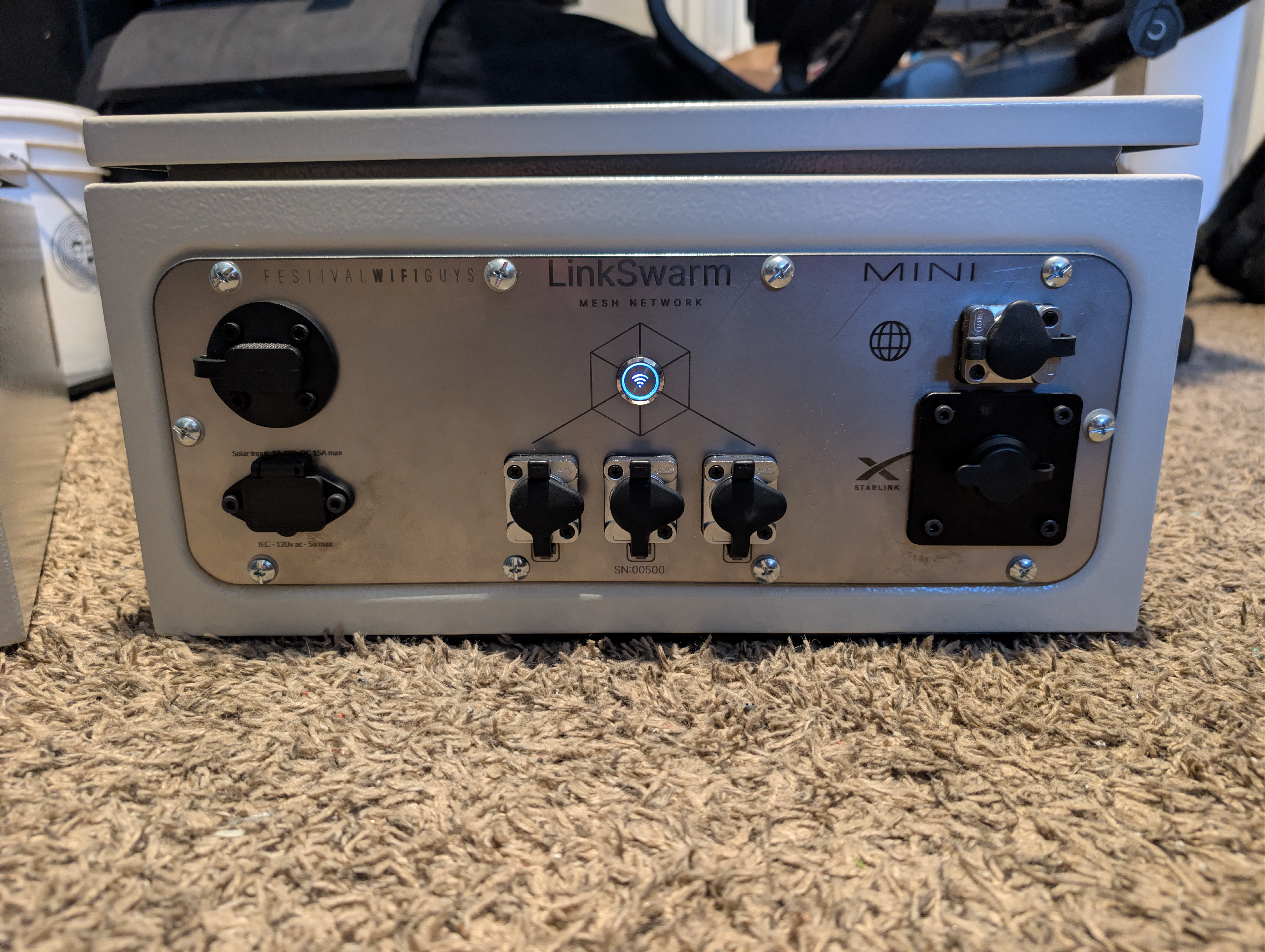 A LinkSwarm MINI control panel — the festival network in one box